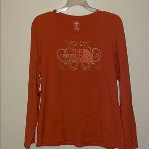 The north face long sleeve orange shirt XL